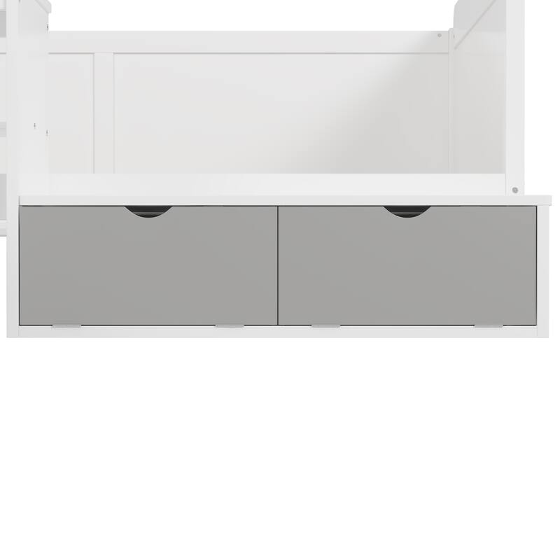 White Twin Size Multi-functional Daybed with Storage, Study Desk, and Stool