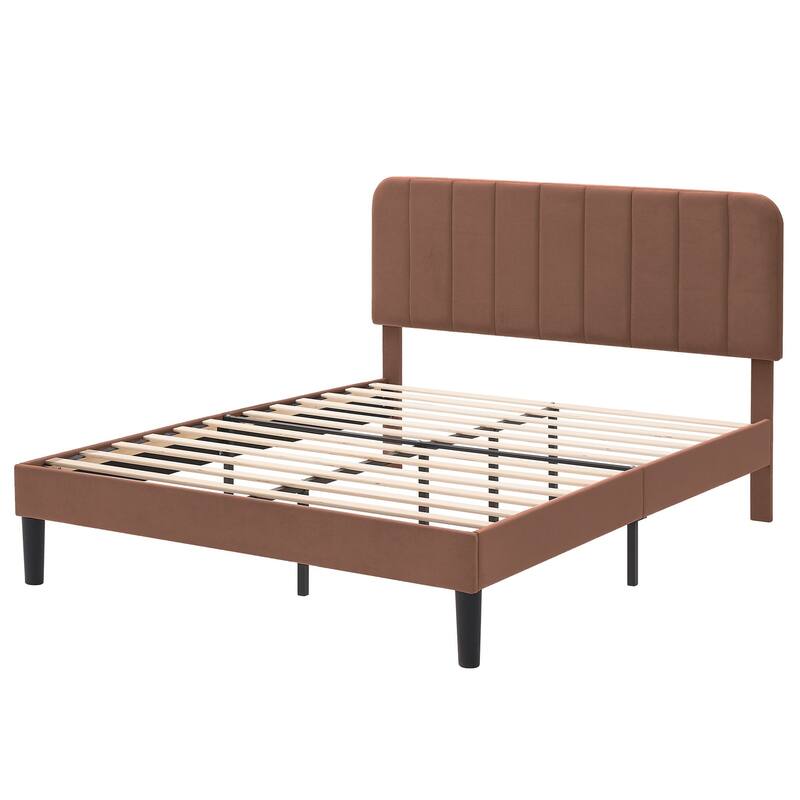 Javlergo Upholstered Bed Frames with Height-adjustable Headboard