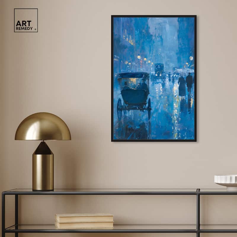 Art Remedy London Nights Framed Impressionism 1 Piece Canvas Wall Art /Monet And Van Gogh Inspired Art