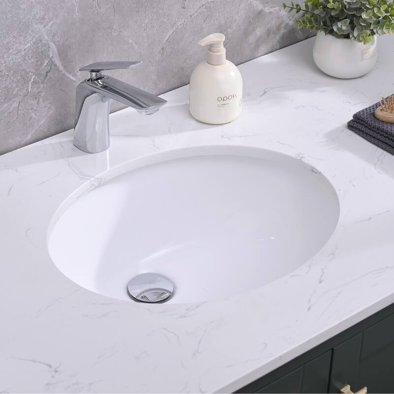 Vanityfair 18 in. Undermount Oval Bathroom Sink with Overflow in White Ceramic