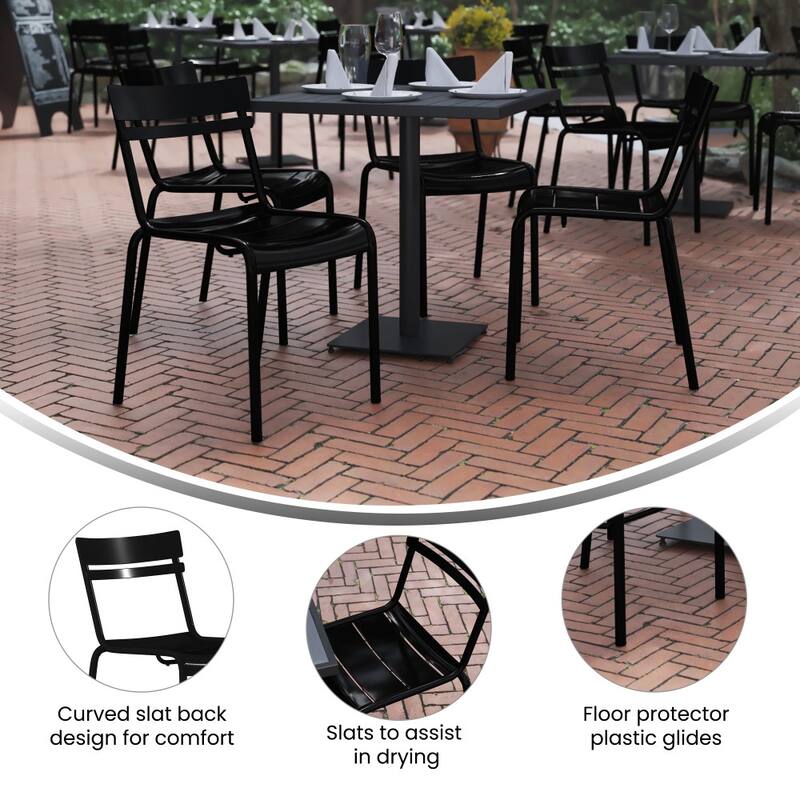 2PK Modern Commercial Grade 2 Slat Indoor/Outdoor Steel Dining Chair