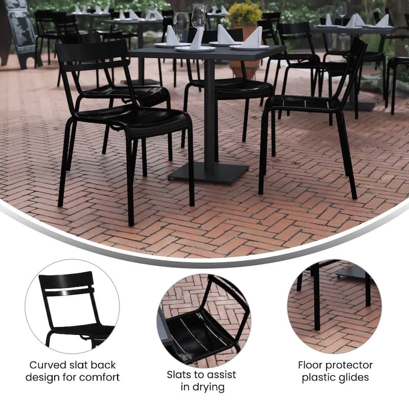 Indoor/Outdoor Commercial Grade Modern Metal Slat Barstools (Set of 4)