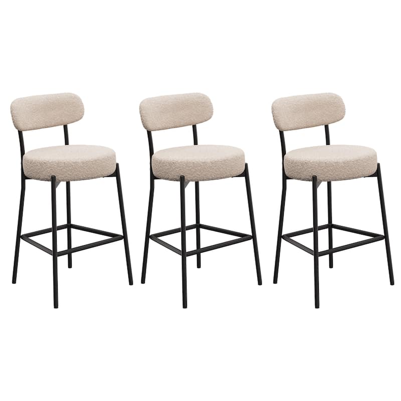 XINMICS 27 Inches Boucle Counter Height Bar Stools with Back