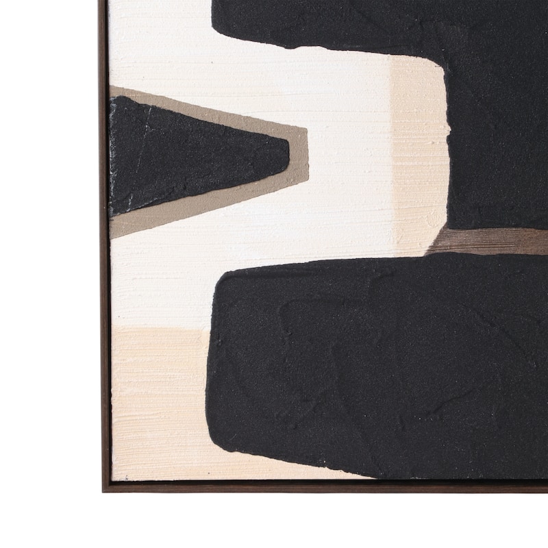 Wood Canvas Wall Arts Abstract Design Panels (Set of 2) - 48" Black