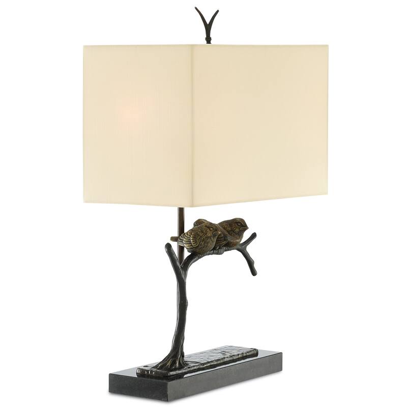 Currey & Company Sparrow Bronze Table Lamp - 24.75"h x 15"w x 9"d