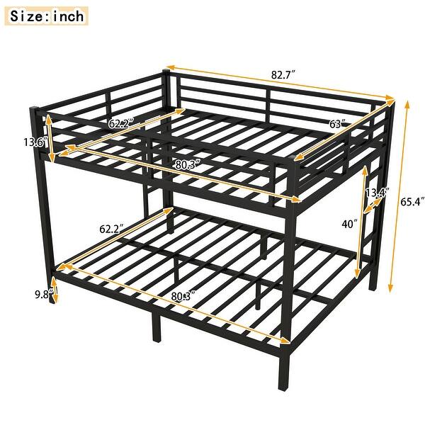 Black Queen over Queen Size Metal Bunk Bed for Teens