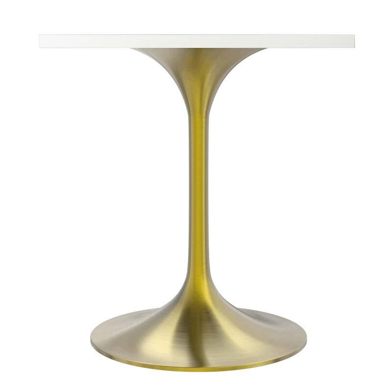 Verve 24 in. Wide Dining Table Square MDF Wood Tabletop in Gold Stainless Steel Pedestal Base Accent Kitchen Table