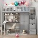 preview thumbnail 2 of 25, Full Size Loft Bed With Bookshelf,Drawers,Desk,and Wardrobe for Home
