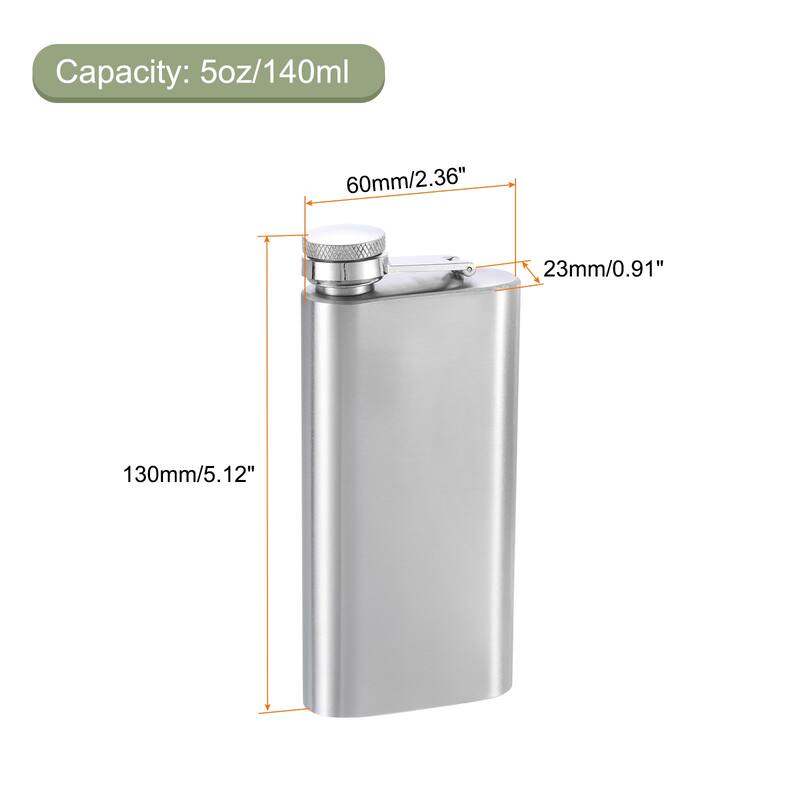 5oz/140ml Stainless Steel Hip Flask for Camping Outdoor Activity - Silver