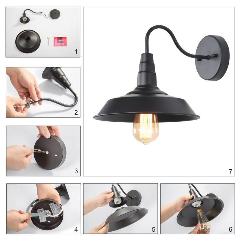 Farmhouse Farmhouse 1-Light Wall Sconces Metal Barn Warehouse Lamps