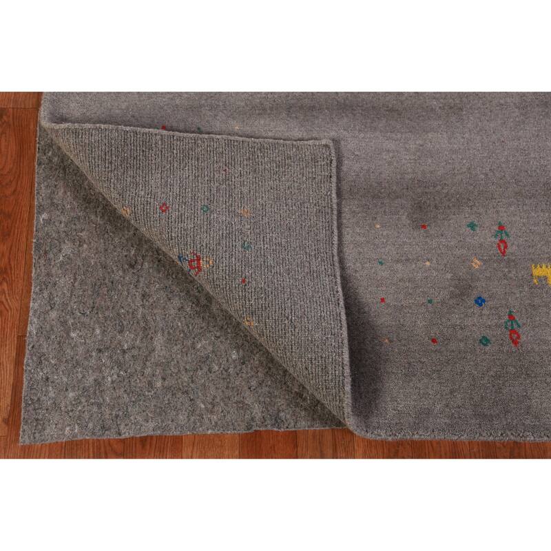 Hand Knotted Oriental 100% Wool Carpet Tribal Tribal Greys & Charcoal Gabbeh Area Rug - 10' 2'' X 8' 4''