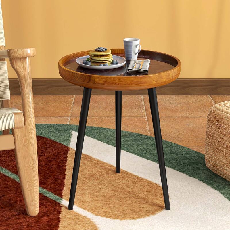 16"/20" Outdoor Side Table Round End Table with Epoxy Resin Finish
