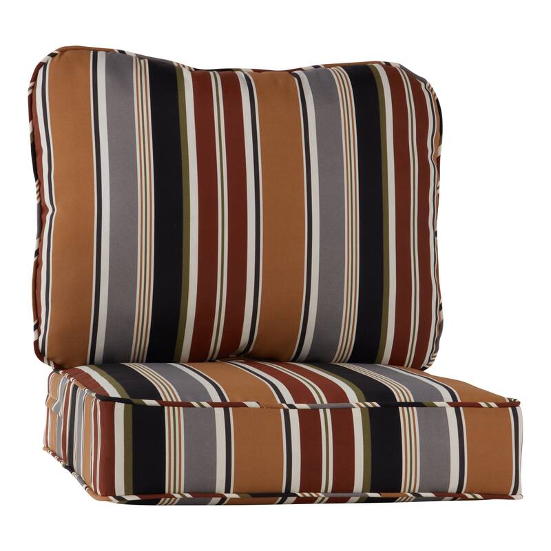 Outdoor 2-Piece Reversible Deep Seat Cushion Set (Cushions Only) - Brick Stripe