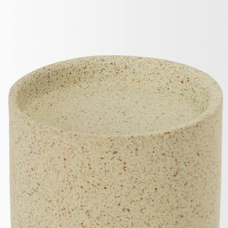 Akira Large Textured Beige Metal Pillar Candle Holder