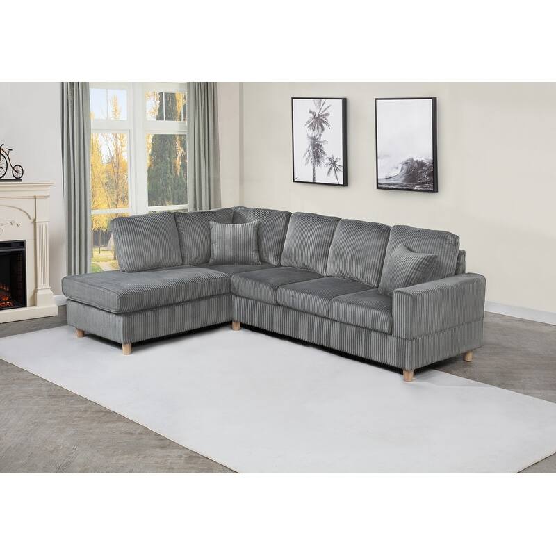 Best Quality Furniture 3-Piece Sectional - 7'9" x 10'6" - Dark Grey - 2 Piece
