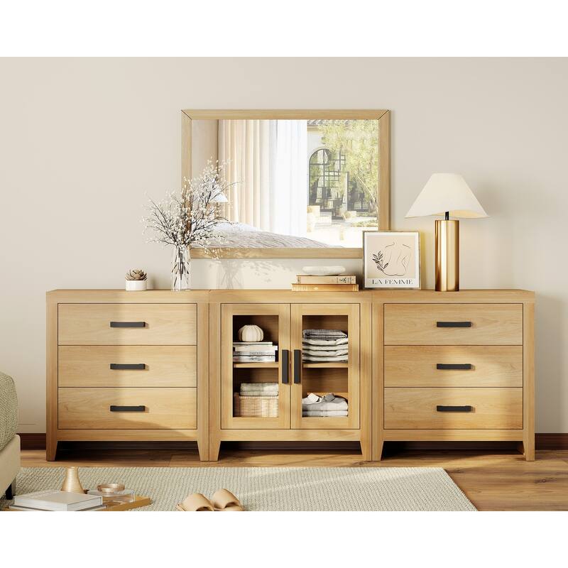 WAMPAT TV Stand for TVs up to 85 Inch, 3 in 1 Multifunction Entertainment Center with Drawers and Glass Doors - n/a