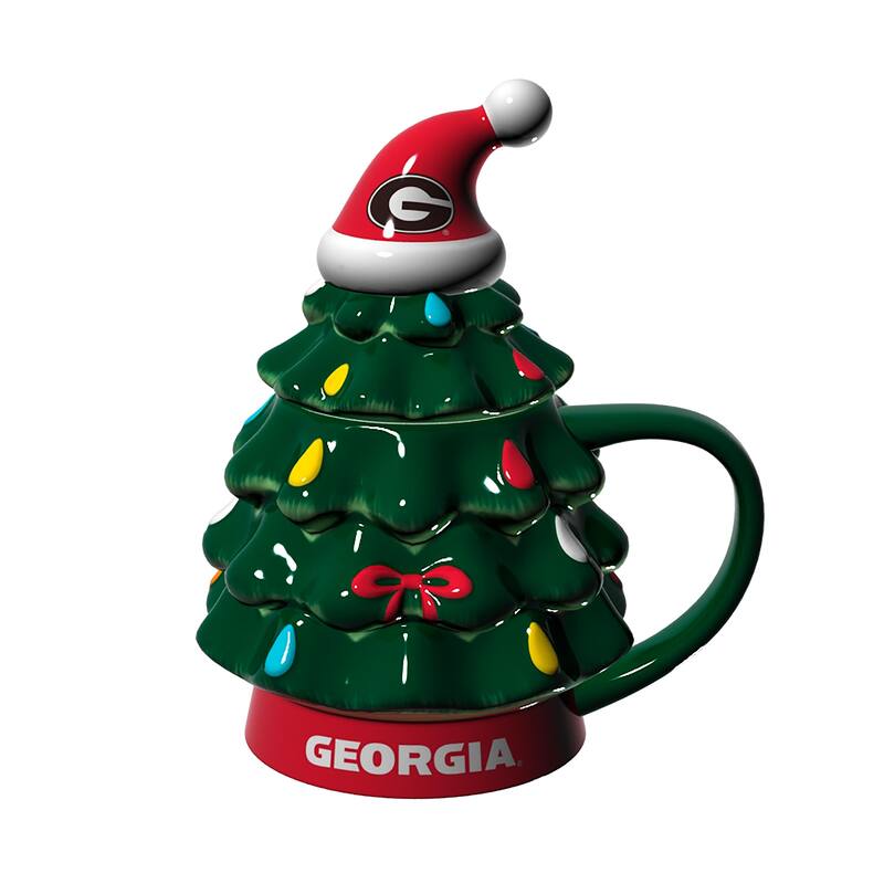 University of Georgia, 14 oz Ceramic Christmas Tree Cup Gift Set