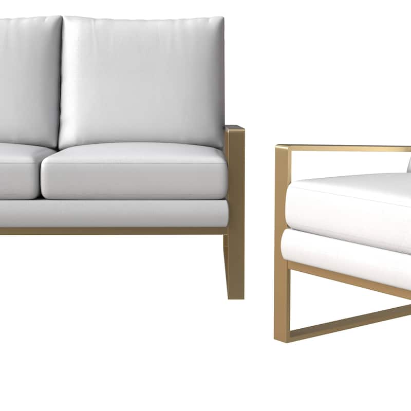 LeisureMod Modern 3-Piece Leather Sofa Set For 6 - Includes Sofa, Loveseat & Accent Chair for Home Office Living Room Bedroom
