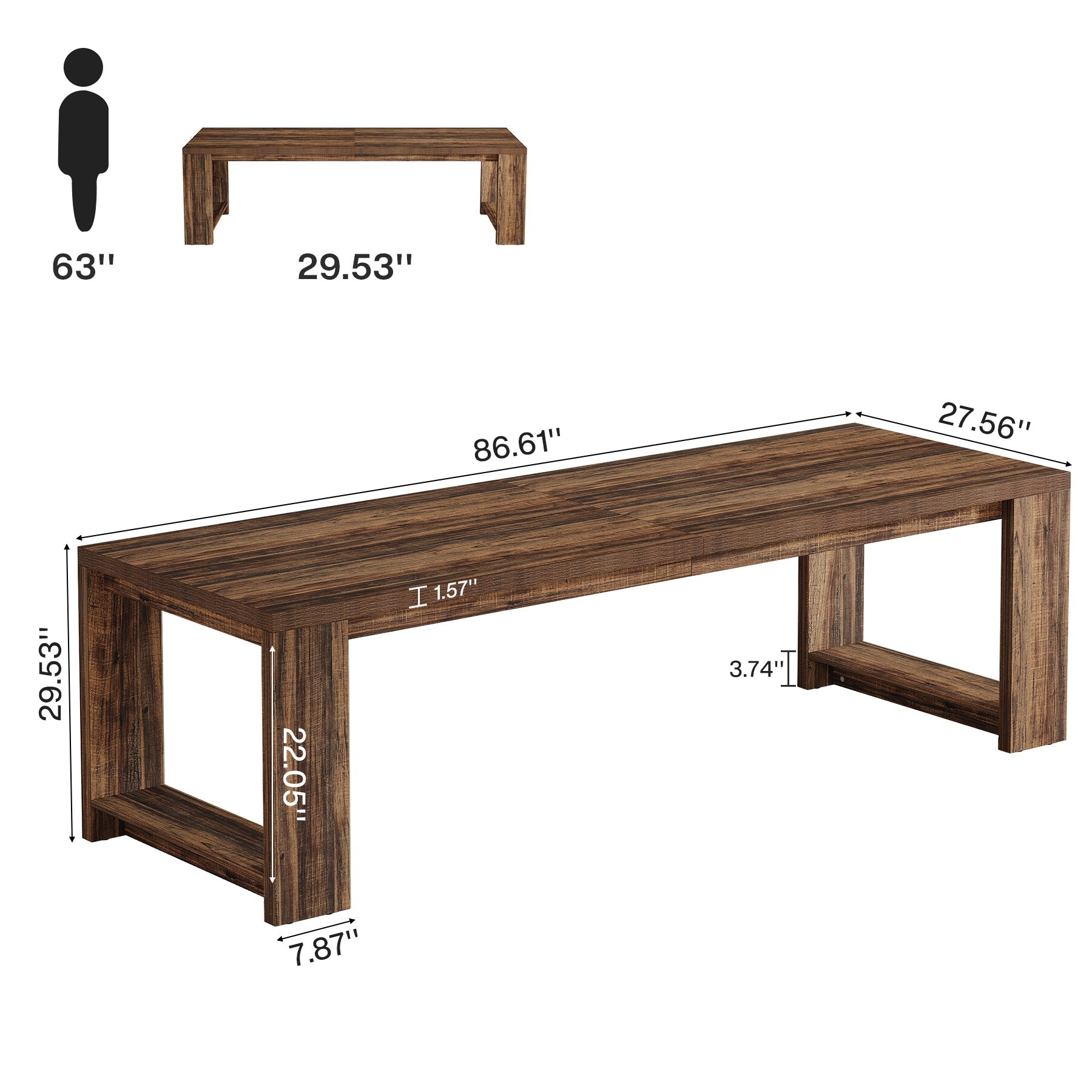 86.6 Inch Extra Long Desk Writing Table Large Desk Workstation