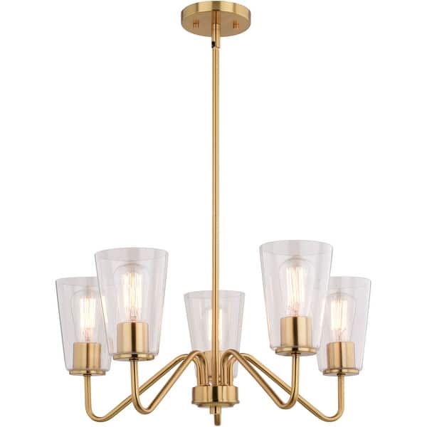 slide 2 of 11, Vaxcel Lighting H0284 Beverly 5 Light 23" Wide Chandelier Muted Brass
