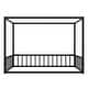 preview thumbnail 11 of 19, Queen Size Modern Floor Bed Frame with Canopy Structure and Full Guardrails, Low-Profile Metal Platform Bed