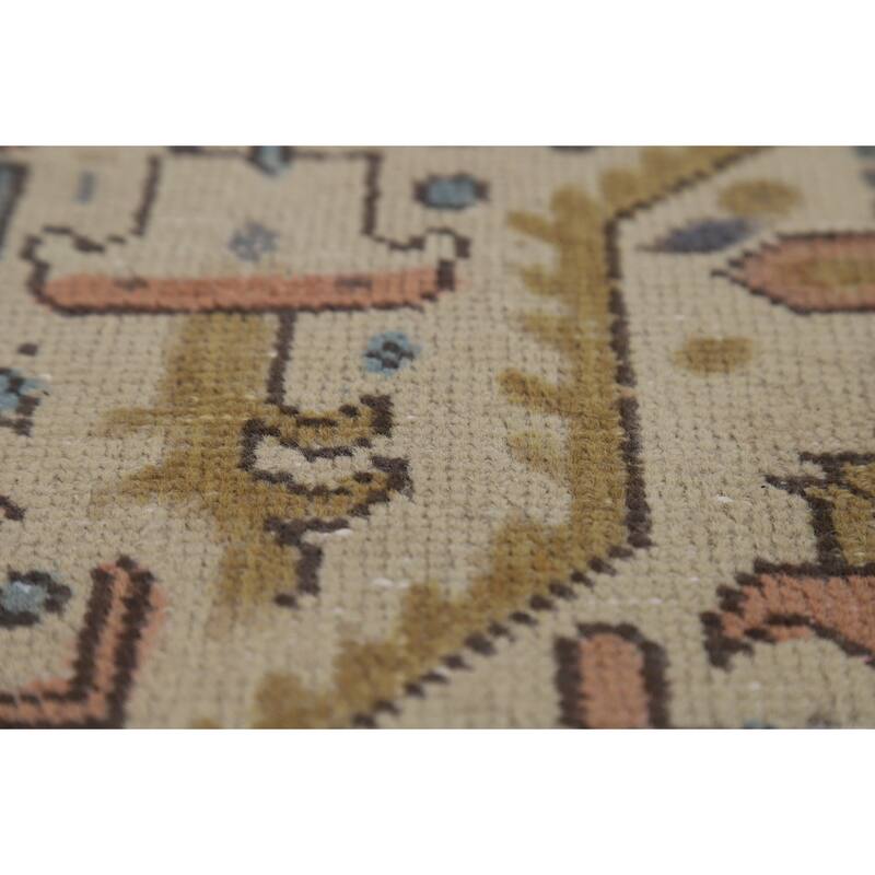 Geometric Tabriz Persian Area Rug Hand-Knotted Bedroom Wool Carpet - 6'7"x 9'5"