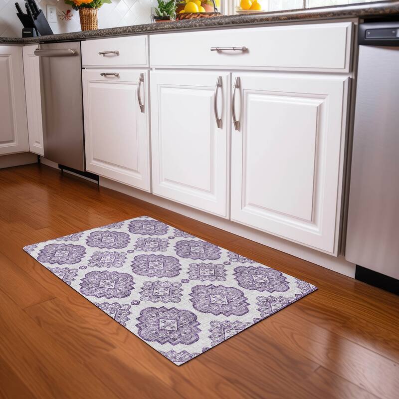 Premium Washable Super Soft Global Glam Mayfield Rug - Lavender - 1'8" x 2'6"
