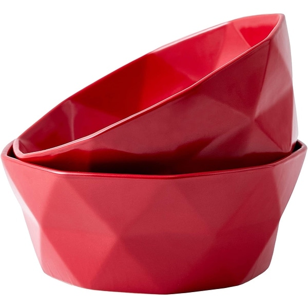 Bruntmor Geometric Modern Matte Set Of 2 Large Salad Serving Bowls 60 Oz Oven Safe. Deep Soup Bowl for Cereal, Pasta and Salads. Opens flyout.