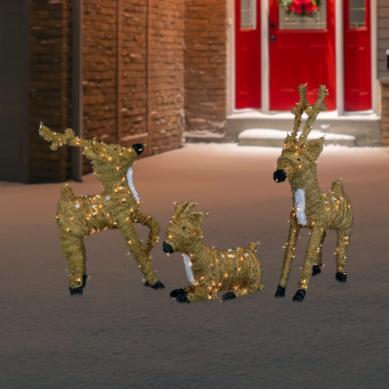 Pre-Lit Prancing Reindeer with Spots Outdoor Christmas Decoration - Brown - 33"