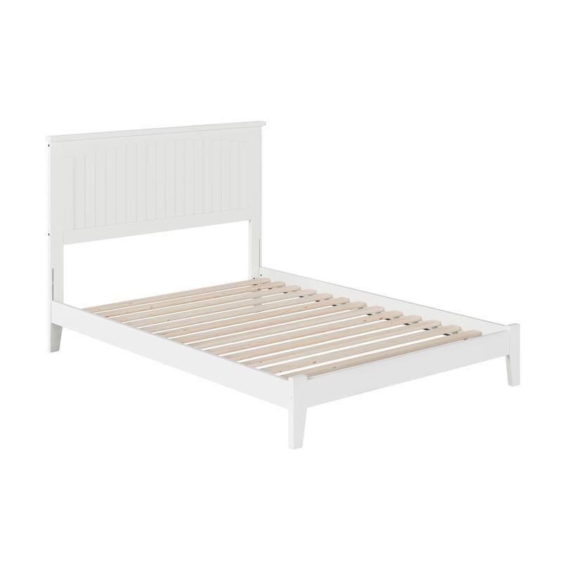 Rustic Revival Low Profile Bed - White Platform Bed Frame - Hardwood & Beadboard Design - 78.75"x40"