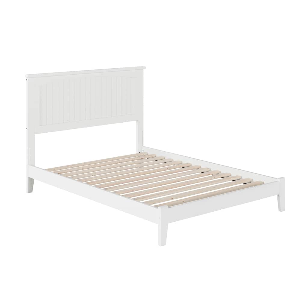 Rustic Revival Low Profile Bed - White Platform Bed Frame - Hardwood & Beadboard Design - 78.75"x40"