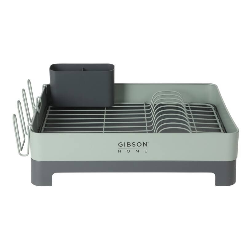 Gibson Home Nestcraft Full Size Rust Resistant Dish Rack with Drain Board and Flatware Caddy