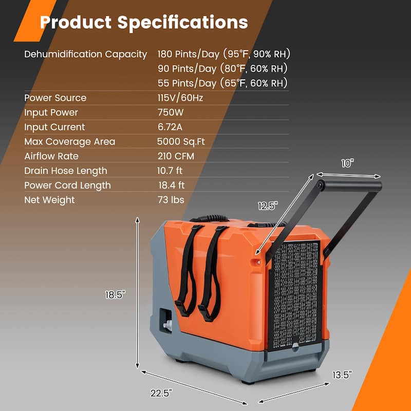 Costway 180-Pint Dehumidifier with Energy Efficient Automatic Defrost - See Details