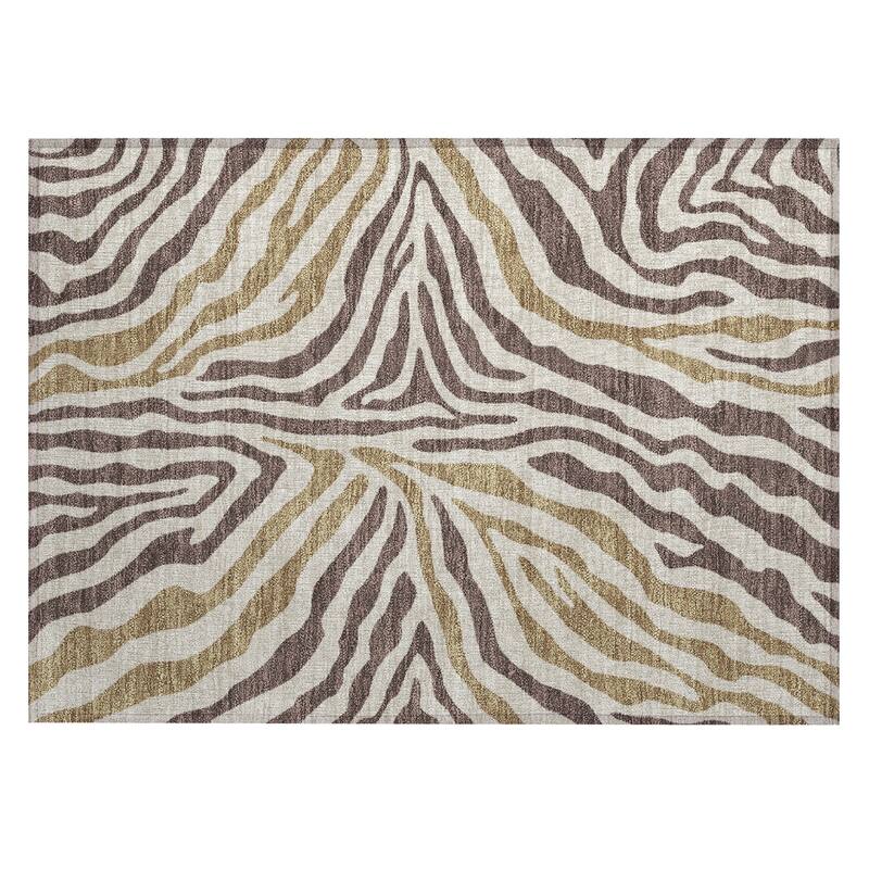 Machine Washable Indoor/ Outdoor Modern Prints Chantille Rug