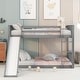 preview thumbnail 5 of 8, Kids Bedroom Bunk Bed Wood Full Bunk Bed Frame with Underneath Bed Floor Bed, Slide, Ladder, Headboard and Guardrails - White