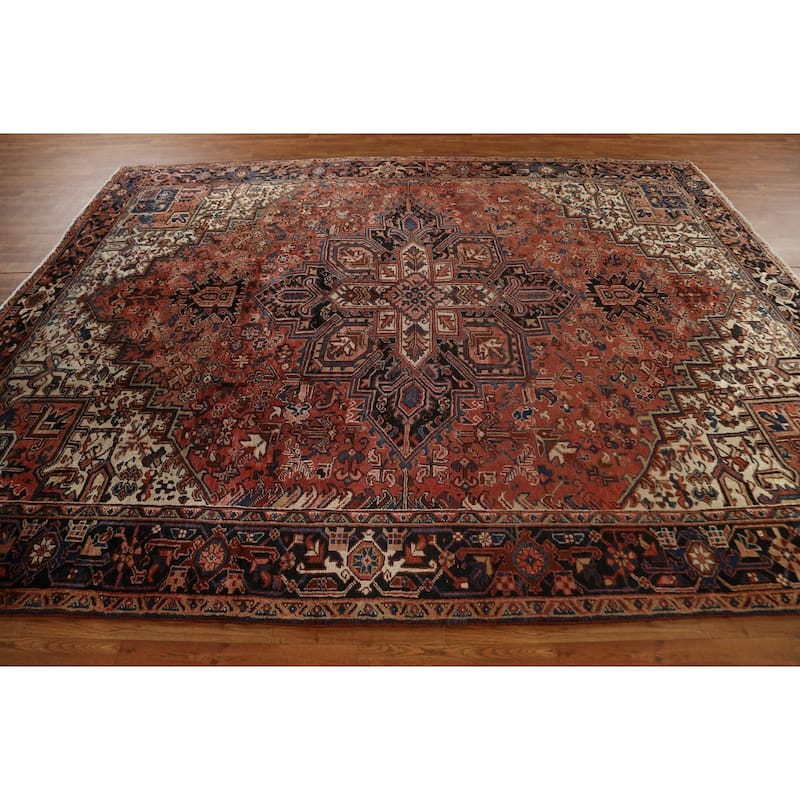 Vintage Geometric Heriz Persian Traditional Wool Area Rug Hand-knotted - 8'7" x 10'9"