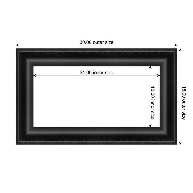 Amanti Art Grand Black Framed Dry Erase Magnetic Board - 30 x 18 in