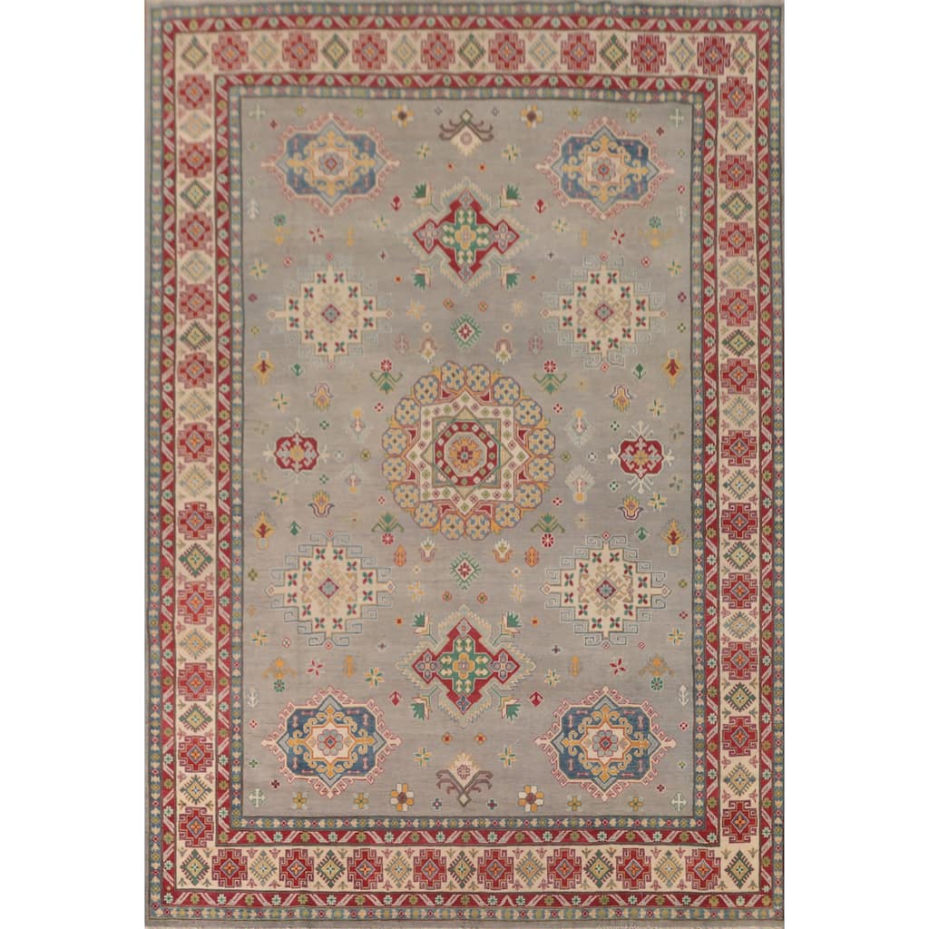 Traditional Kazak Area Rug Hand-Knotted Wool Carpet - 9'10" x 13'1"