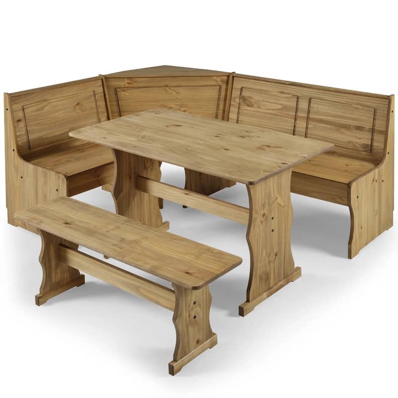 OS Home and Office Furniture Model COR805 Solid Pine Corner Dining Booth in Corona Brown