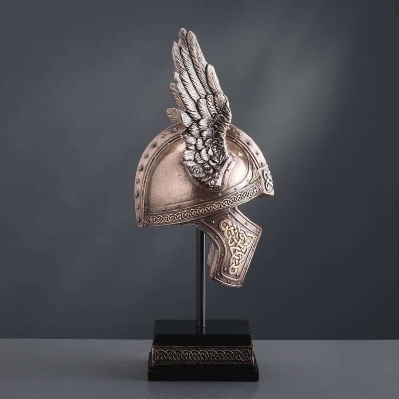 9.45 inches Height Cold Cast Bronze Norse Winged Helmet of Odin Bronze Finish Figurine