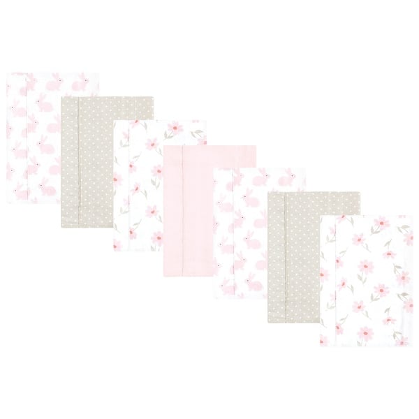 slide 1 of 1, Hudson Baby Infant Girl Flannel Burp Cloth 7pk, Pink Honey Bunny, One Size - Pink Honey Bunny 7 Pack - One Size One Size - Pink Honey Bunny 7 Pack