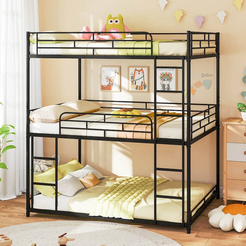 Costway Full Over Full Over Full Metal Bed Frame Heavy-Duty Triple