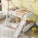 preview thumbnail 5 of 14, Playful Design Twin over Queen House Bunk Bed with Climbing Nets and Climbing Ramp