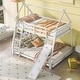 preview thumbnail 20 of 29, Twin over Queen House Bunk Bed with Climbing Nets and Climbing Ramp