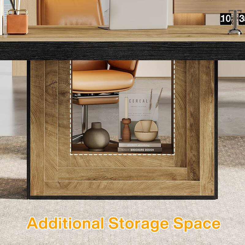 Large Rectangular Conference Table with Sturdy Base