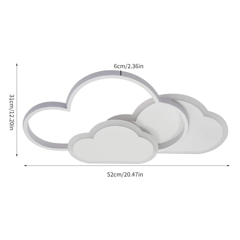 3 Light Color LED Flush Mount Cloud-Shaped Ceiling Light