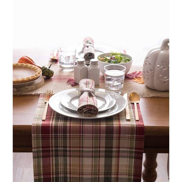 Cabin Plaid 100 Cotton Table Runner 14x108 Multi Color