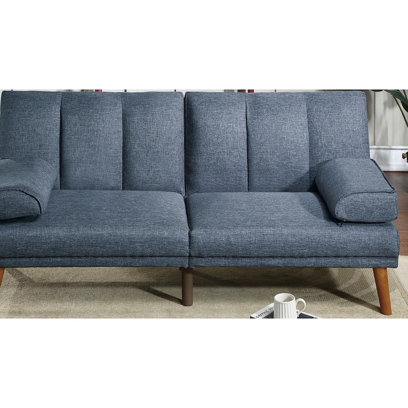 Polyfiber Adjustable Loveseat Sofa, Living Room Plush Couch with Pillow Top Arms and Solid Wood Legs