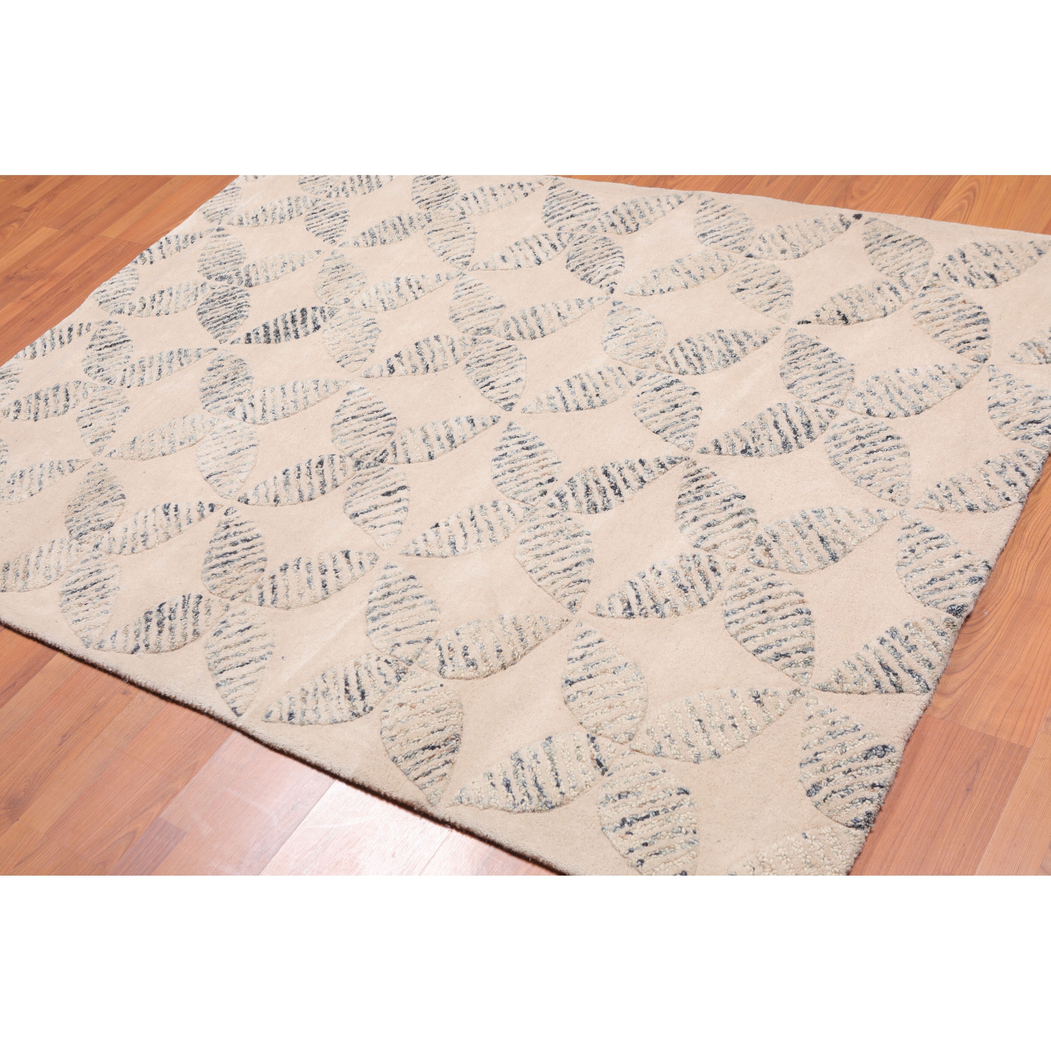 Shop 4 8x6 8 Hand Tufted Wool High Low Pile Oriental Area Rug Beige Blue Multi Color 4 8 X 6 8 On Sale Overstock 31310783