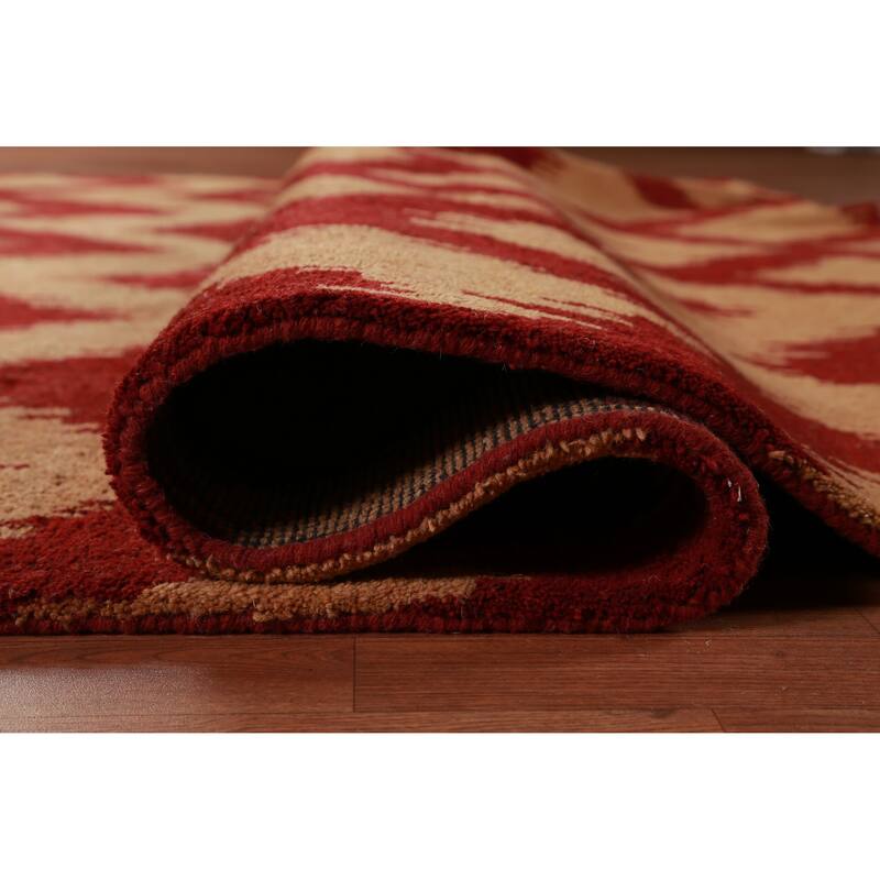 Hand Knotted Oriental 100% Wool Carpet Modern Geometric Oranges & Rust Moroccan Area Rug - 11' 7'' X 9' 0''